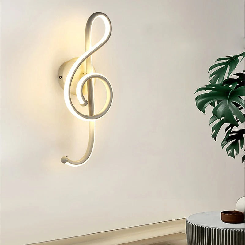 applique murale note de musique blanche