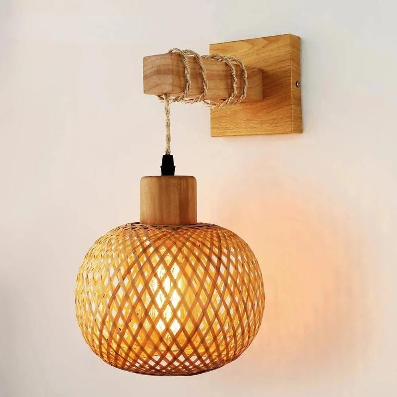 applique murale corde et bois lumineux