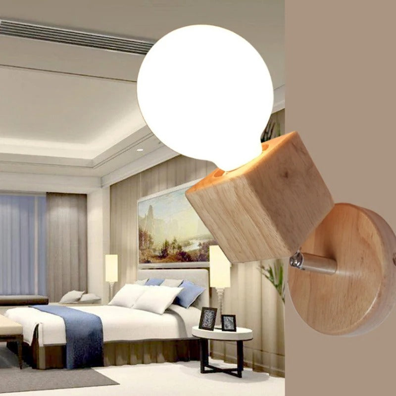 applique murale cube bois led
