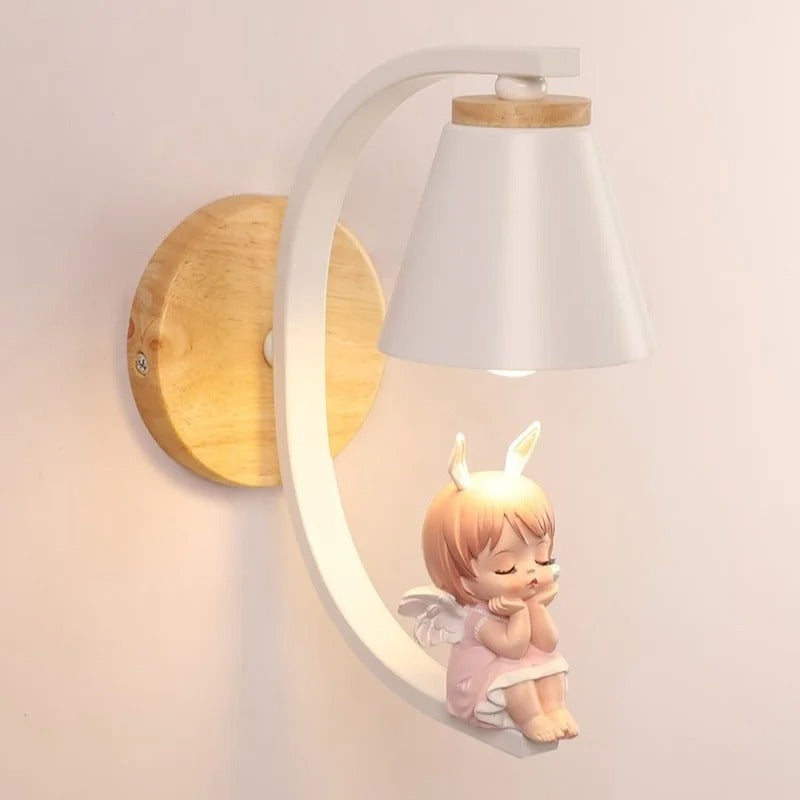 applique murale blanc et bois