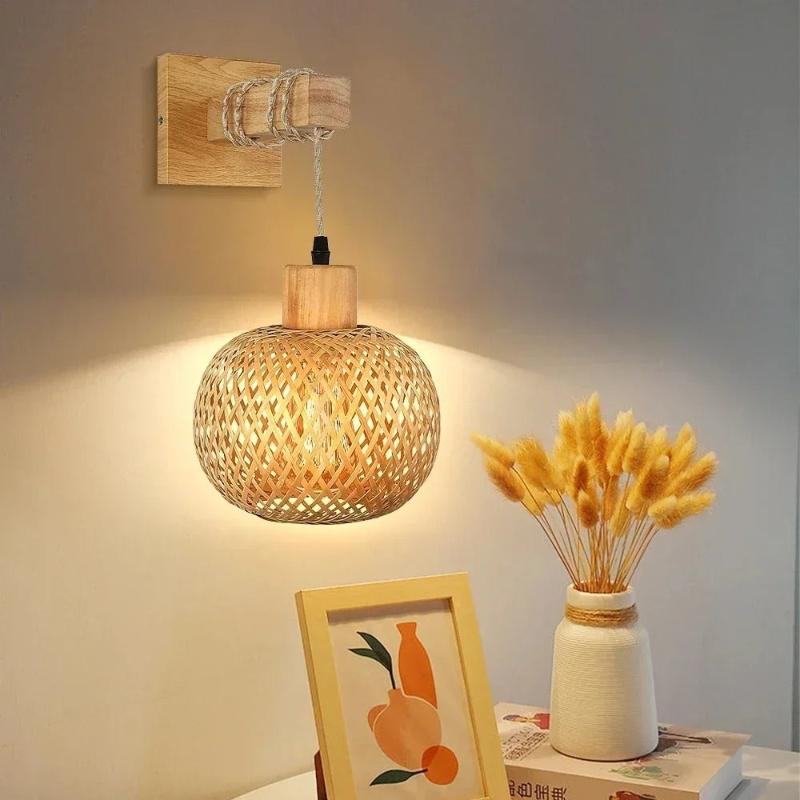 Applique murale corde et bois chambre design
